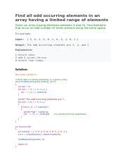 find the odd occurring element in an array|Find all odd occurring elements in an array having a limited range .